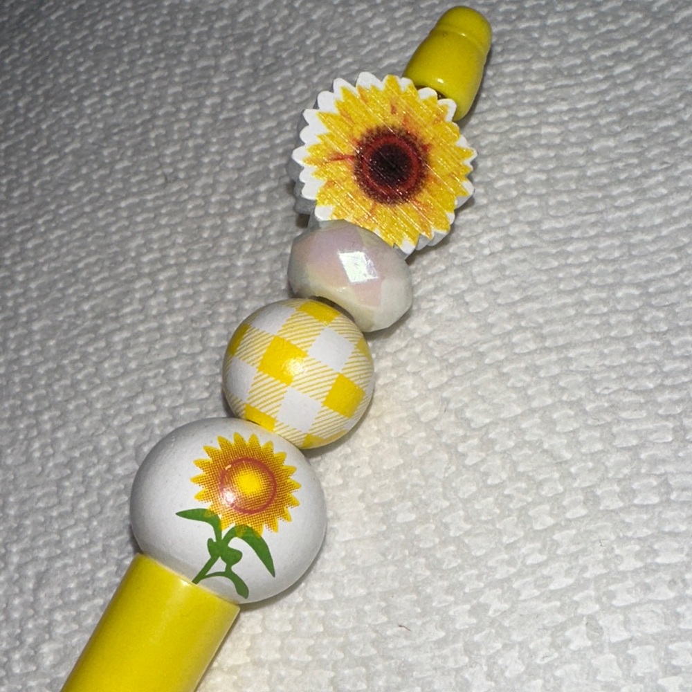 Yellow Sunflower Beaded Pen
